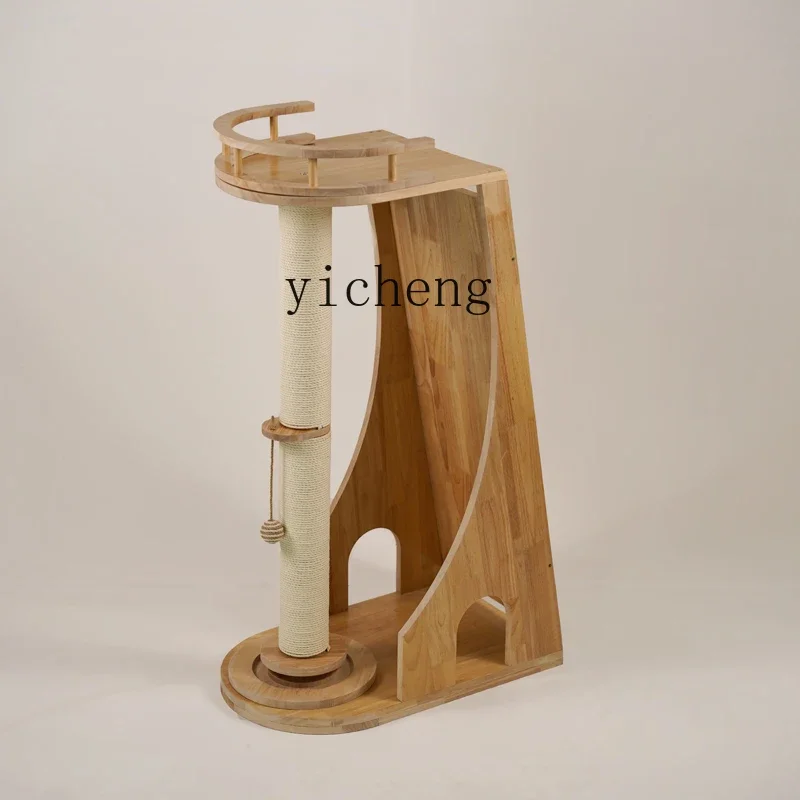 

H19- solid wood cat climbing frame scratching board integrated household does not occupy a cat jumping platform toy