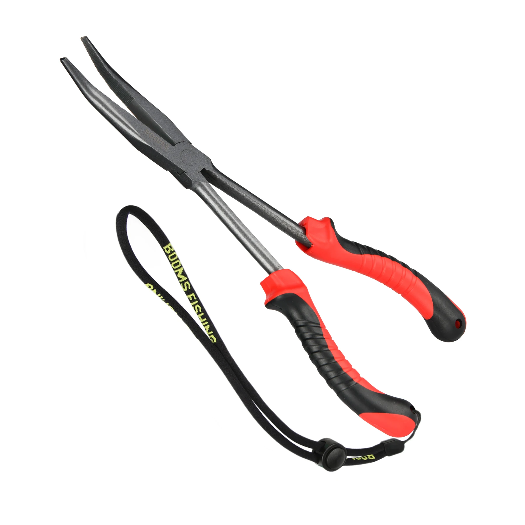 Booms Fishing F05 Fishing Pliers 28cm Long Nose Hook Remover with Anti-loss Hanging Lanyard Carbon Steel Saltwater Tackle Tool