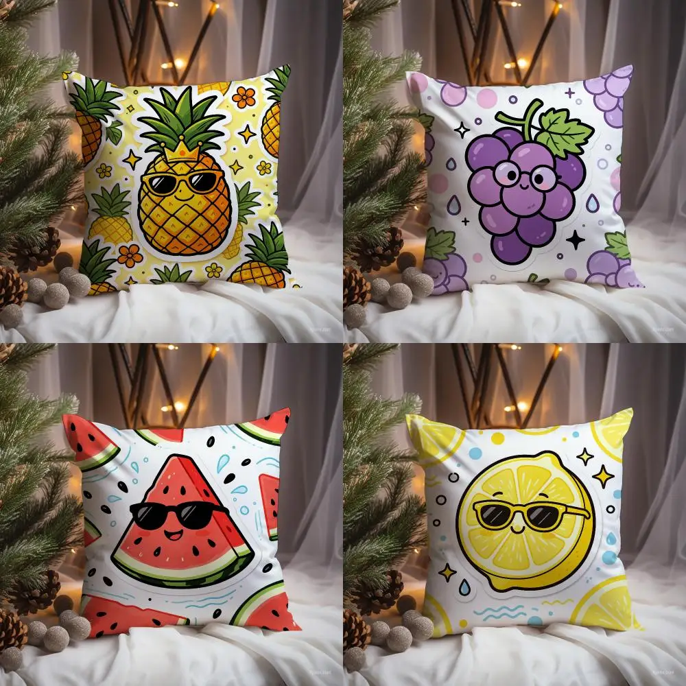 Trendy Fruit Cushion Cover Premium Comfort Reversible Pillow Cove -Two in One Design for Any Room & Car Interior