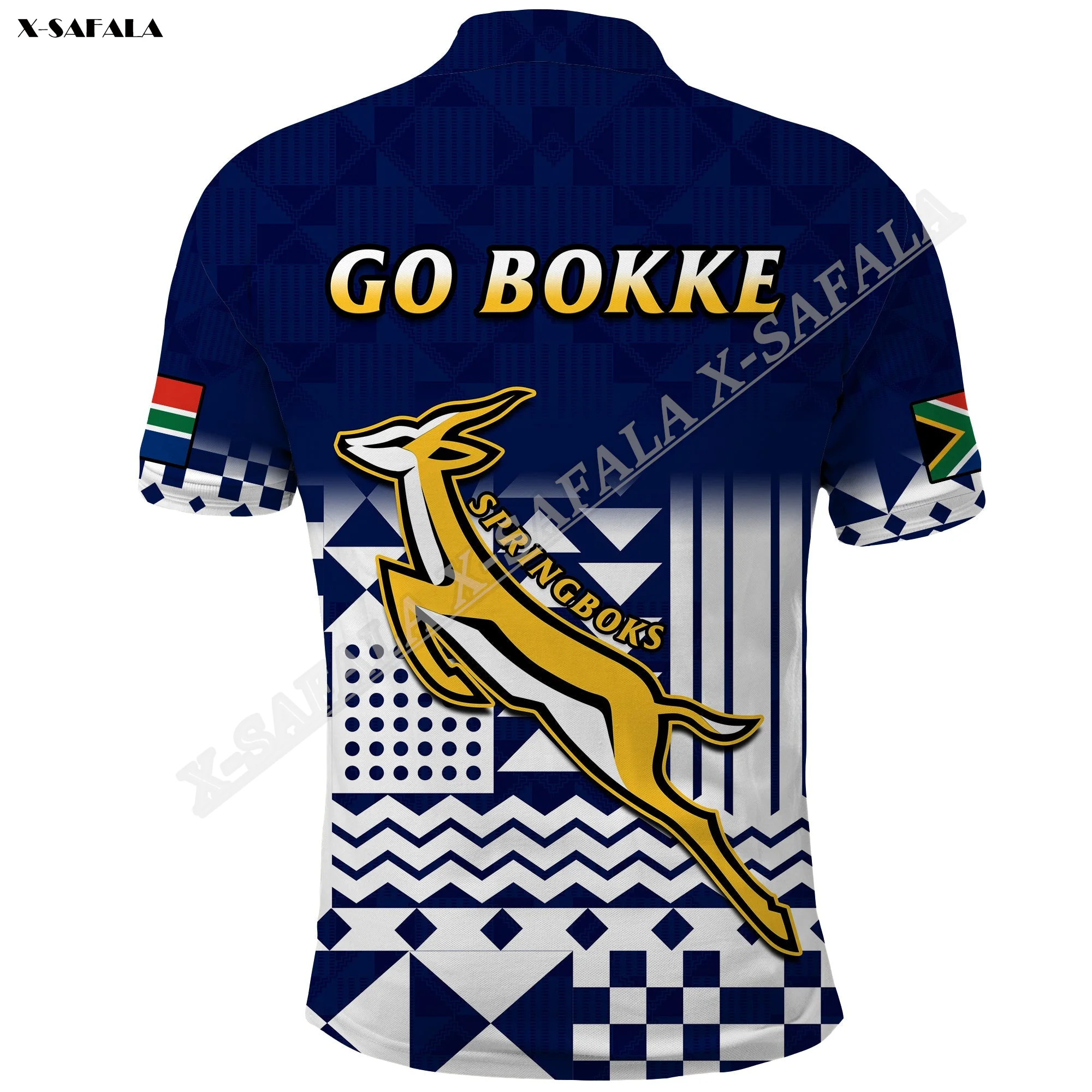 South Africa Rugby Outgoing Tour Go Springboks   3D Printed For Men Adult Polo Shirt Collar Short Sleeve Top Tee Breathable