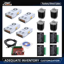 4 Kit Nema34 Stepper Motor 86 4.5N.m/8.5N.m/12N.m +DM860H Driver+400W 60V Power Supply+4 Axis USB Control Board for CNC Machine