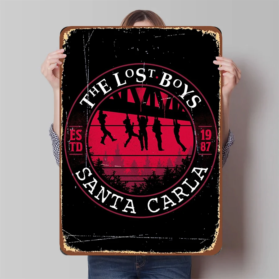 The Lost Boys 1987 Movie Poster Metal Wall Art Santa Carla Vampire Silhouette Decor for Horror Fans