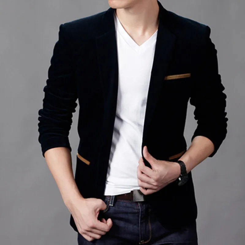 الخريف الشتاء الرجال الأعمال الأنيقة سروال قصير البدلة سترة غير الكي السترة عادية الذكور بدوره طوق سليم صالح التلبيب معطف