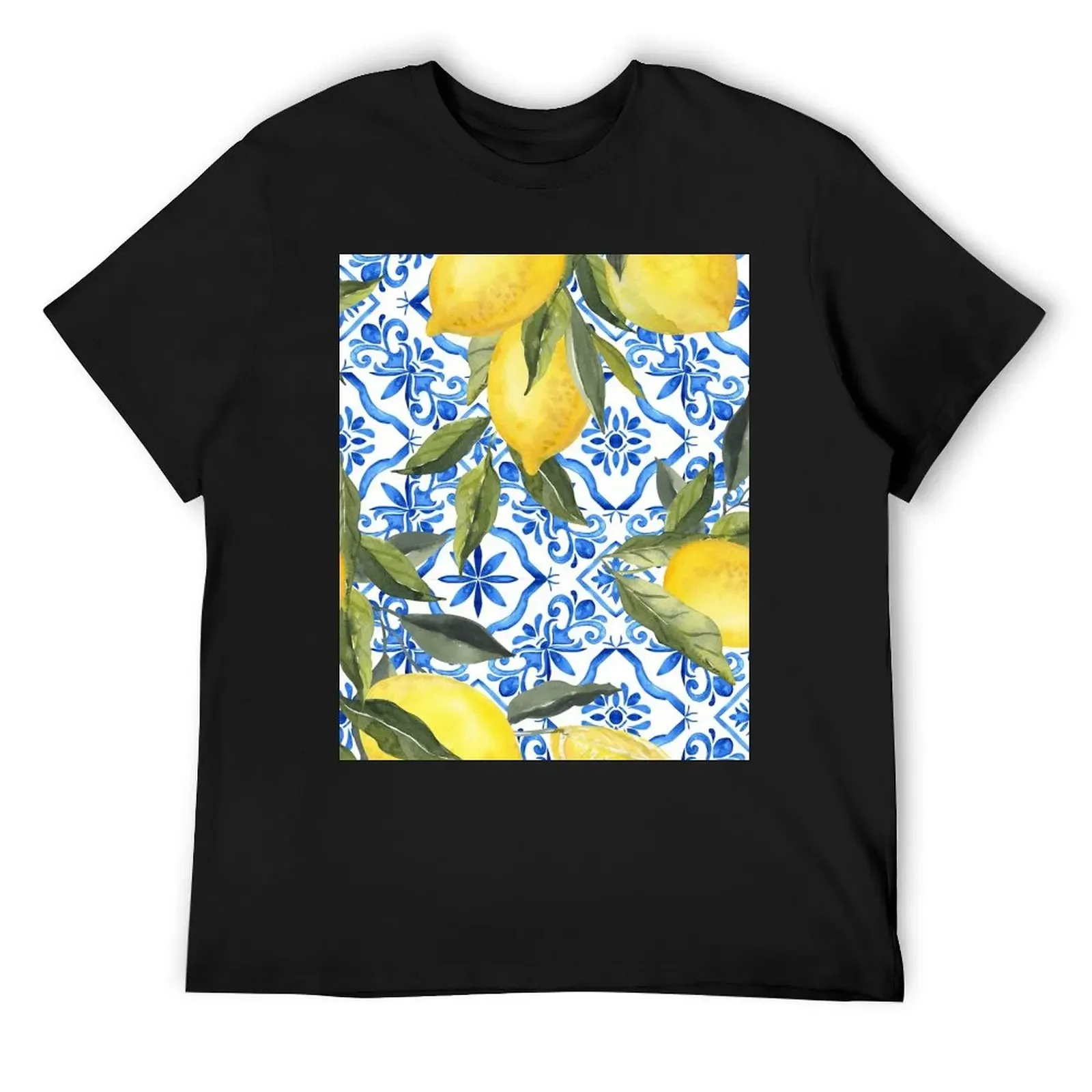 Lemons on Blue Tiles T-Shirt designer shirts baggy shirts customizeds mens graphic t-shirts funny