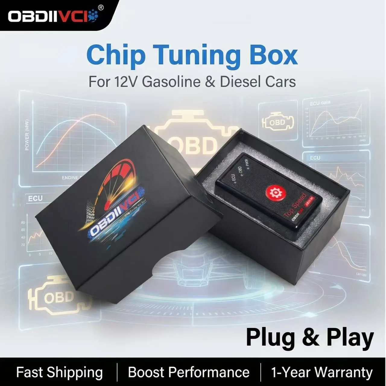 HK-V2 Upgrade HK01 PRO/Ul Original PIC16F59Chip OBD2 Chip Tuning Box Increase Power Reduce Fuel Consumptio