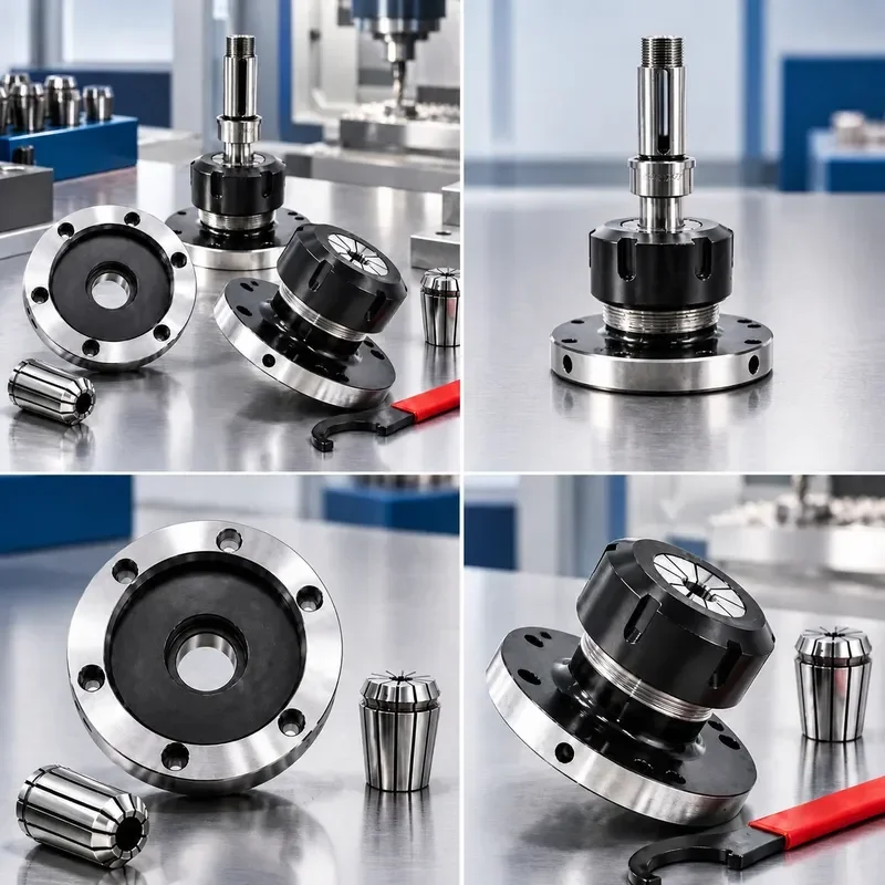 4 Axis Rotary Chuck CNC Collet Fixture ER16 ER20 ER25 ER32, 45 80 100 125mm Mini Flange for Milling Machine