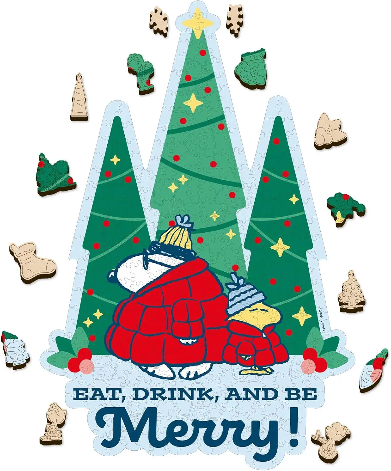

Peanuts Snoopy Puffer Coat Puzzle for Adult–300 Piece Unique Shaped Christmas Tree Wooden Puzzle,Officially Licensed Merchandise