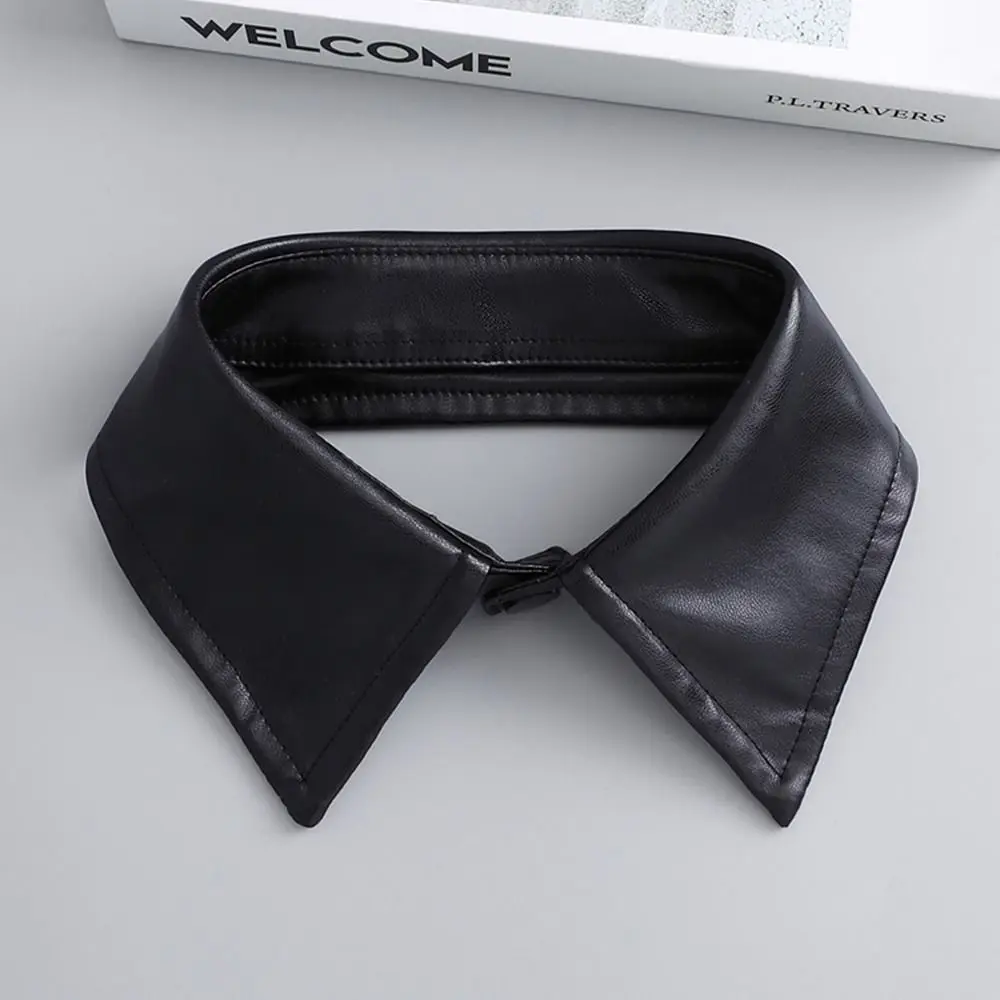 PU Fake Collar Vintage Detachable Shirt Collar for Women Blouse Sweater False Collar Lapel Top Neck Shoulder Wraps Tie 넥타이