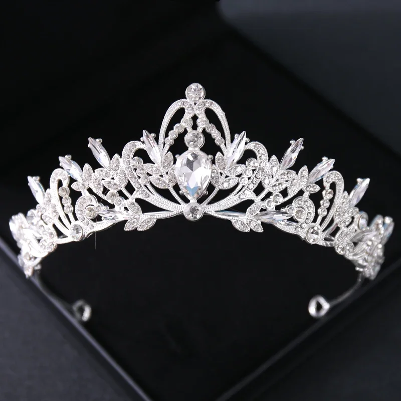 Zilveren Kleur Kroon En Tiara Haaraccessoires Voor Vrouwen Bruiloft Accessoires Kroon Voor Bruids Kristal Strass Tiara Diadema