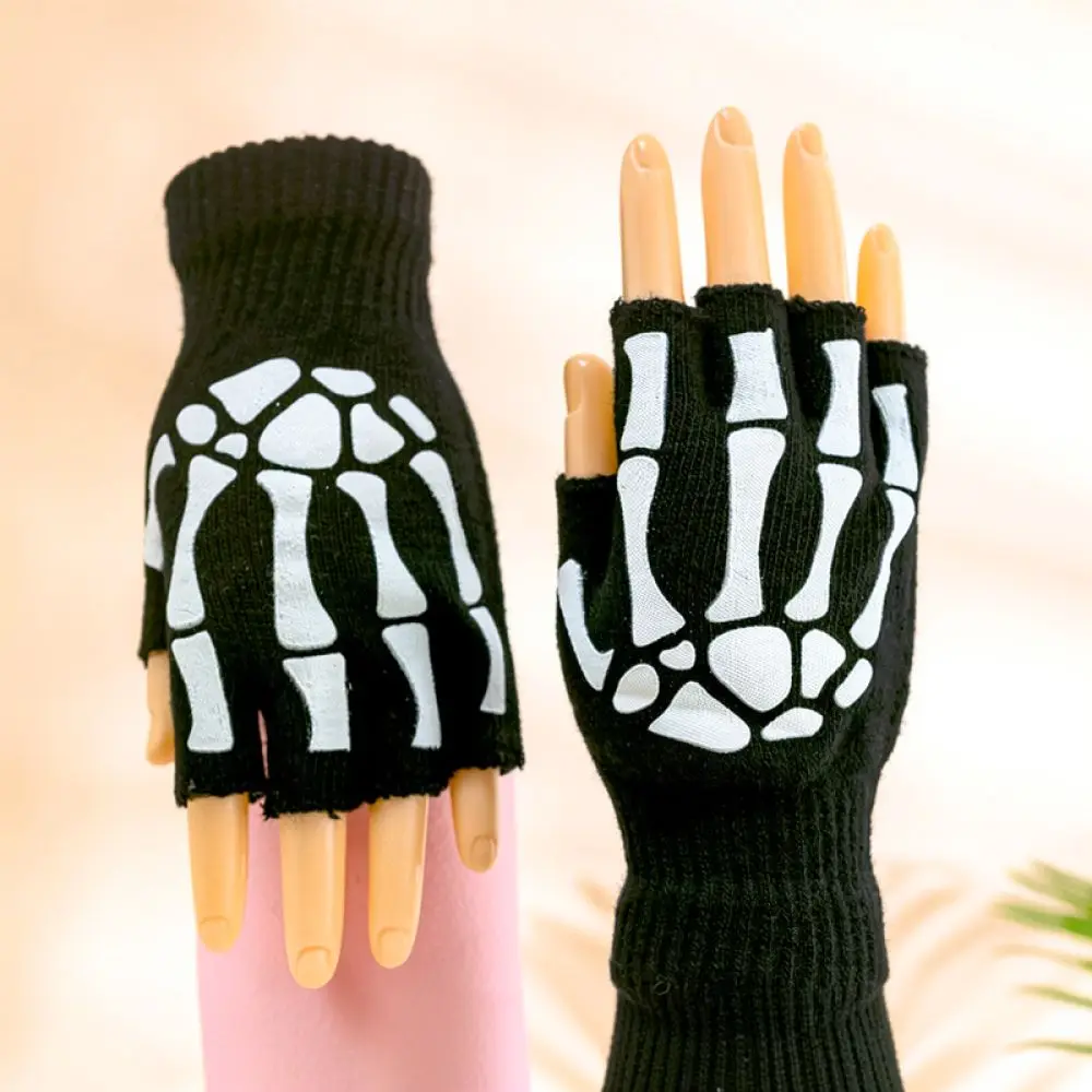 Fingerless Knitted Gloves Winter Warm Half Finger Mitten Soft Elastic Wristwear Stylish Design For Men Women Outdoor Sports