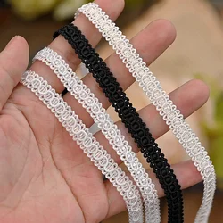 Knitted Braided Lace Trim Ribbon, High Quality, DIY Crafts, Sewing Accessories, Fabric, Black, White, Beige, 5Yards, 1cm Width