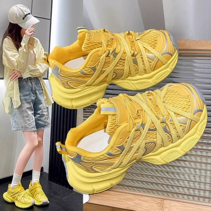 2026 Spring Summer Hot Ins Women Lace-up Breathable Mesh Sneakers, Outdoor Hiking Jogging Casual Sports Shoes