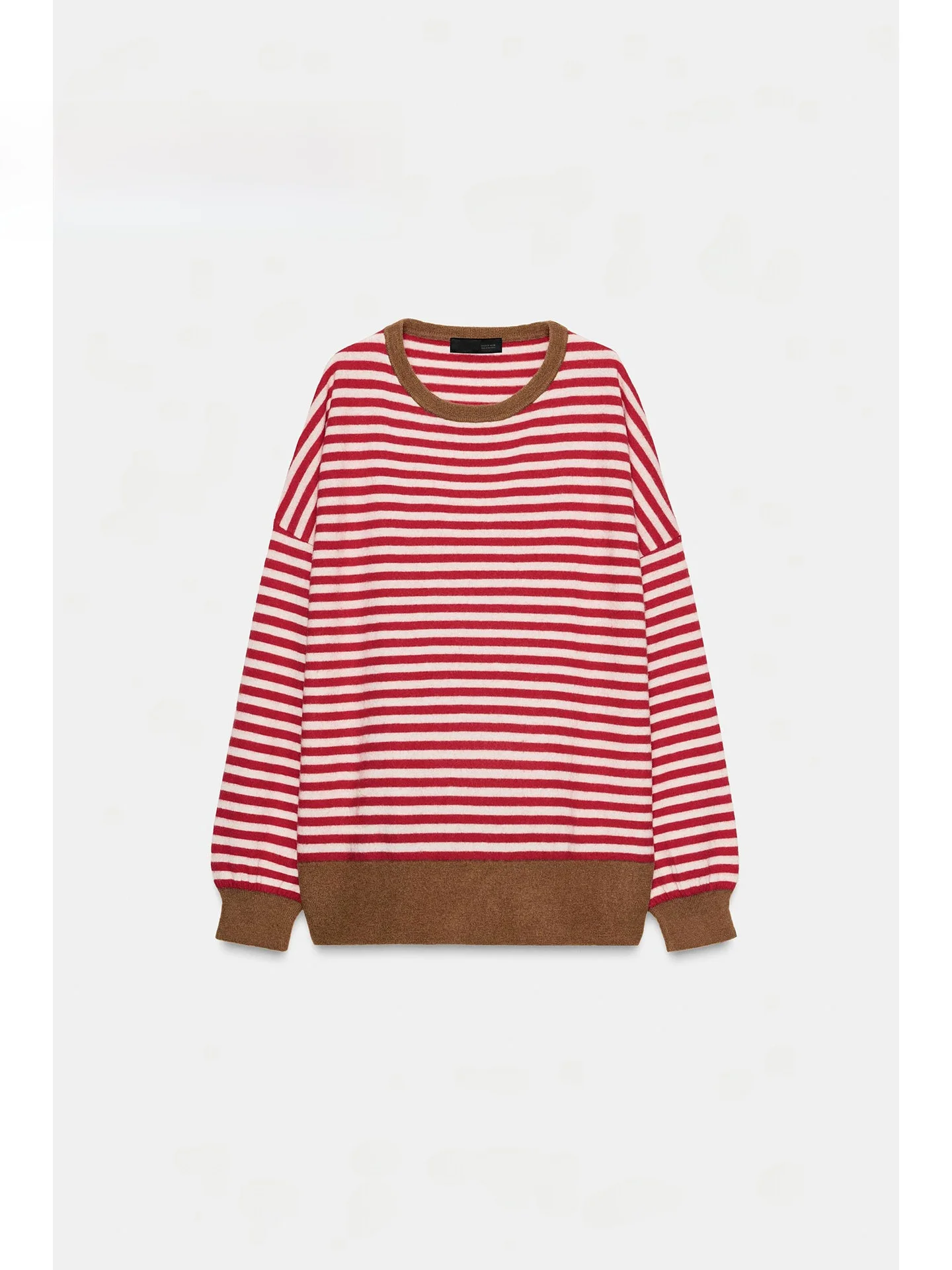 เสื้อถักลายทางทรงหลวม สปริง 2026 คอกลม แขนยาว สไตล์ลำลอง ช่วยให้ดูผอมเพรียว แฟชั่นสำหรับผู้หญิง