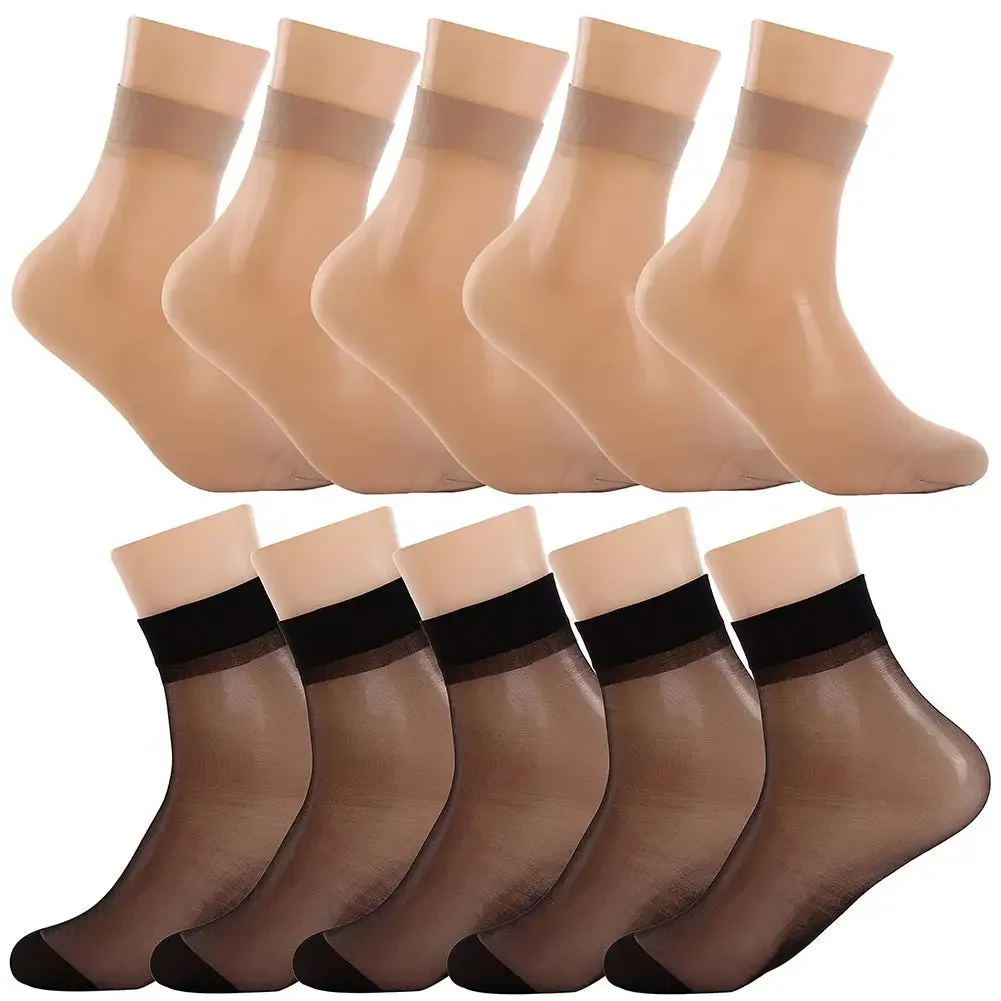 20Pcs Sexy Ultra-thin Elastic Silky Short Silk Stockings Women Girls Ankle Socks Summer Transparent Crystal Invisible Socks