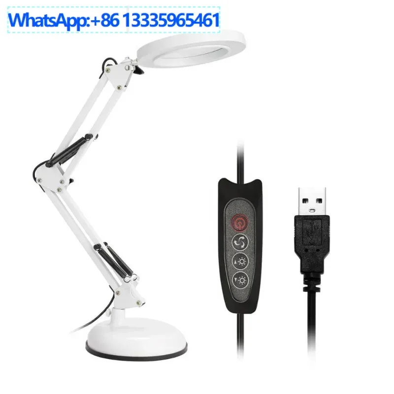 

4PCS magnifying glass desk lamp led clip-on electronic repair lamp, desktop folding arm usb manicure desk lamp