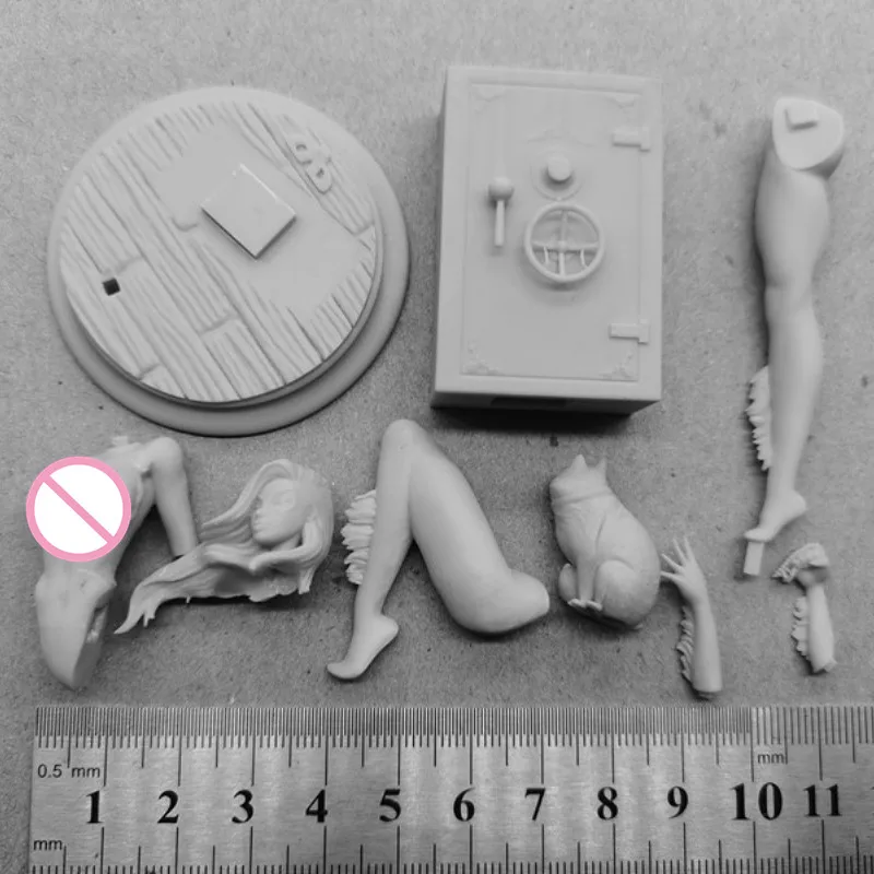 Resin Figure 1/18 Scale Diy Catgirl Figurine Assemble Model Kit Unassembled Dioramas Unpainted Statuettes Toy