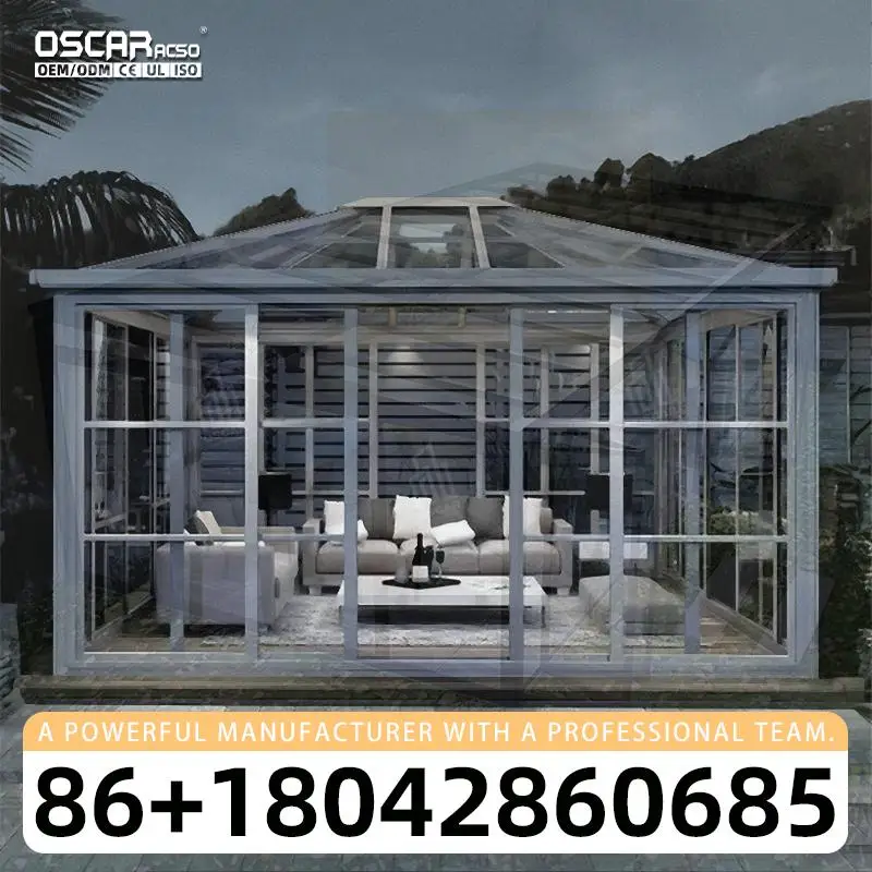 Beautiful Waterproof Aluminum Alloy Double Glass Sunlight Room With Tempered Glass China sunroom