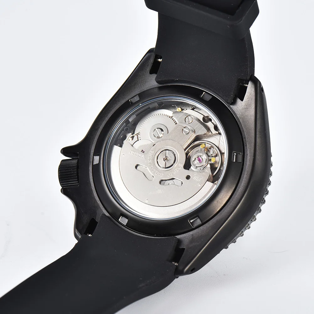 Custom Logo 42MM Stainless Steel Men's Watch NH 36 Automatic Movement Sapphire Glass Date Display Waterproof Watches Rubber Band