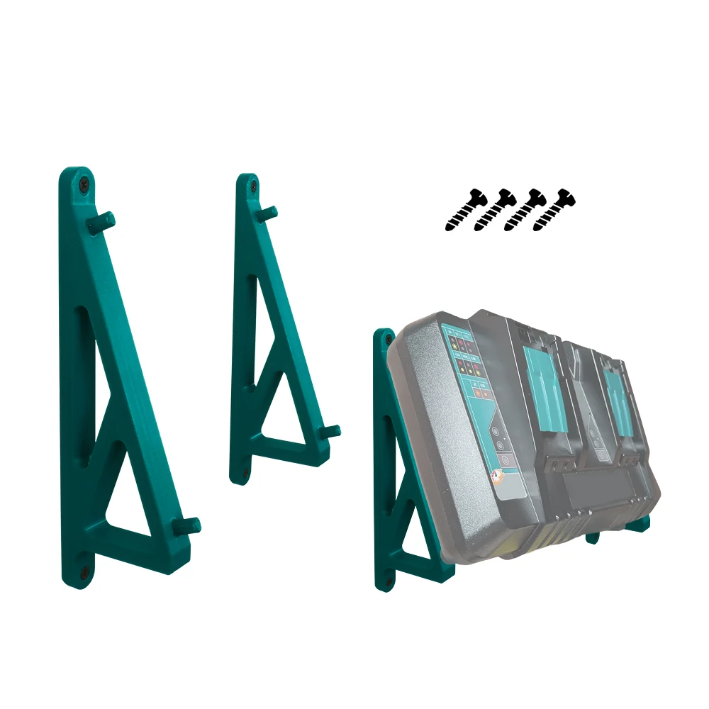 Wall Mount Bracket, Works with Makita DC18RD Dual Battery Charger, Garage Power Tool Charger Holder, Includes Screws for Mountin