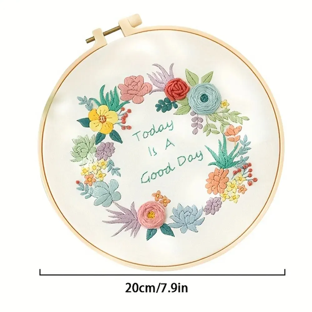 Flower Embroidery Starter Kit DIY Cross Stitch Set for Beginner Plant Sewing Art Craft Painting Home Decor Embroidery Set