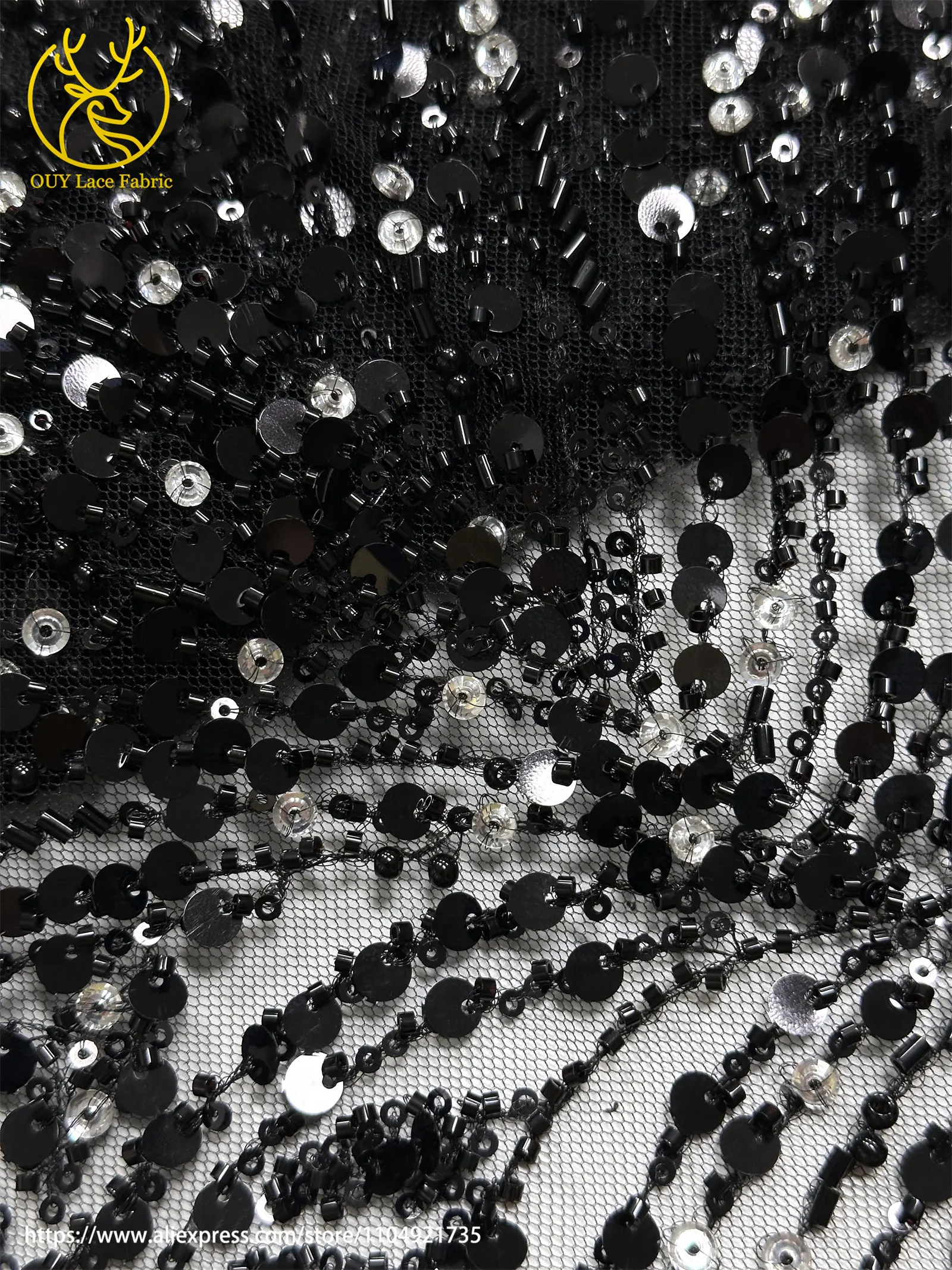 Goldene Afrikanische Pailletten-Perlen-Spitze für Bräutigamkleid 2026 Luxuriöse Französische Nigerianische Bestickte Tüllspitze für Partykleider – Detail 27