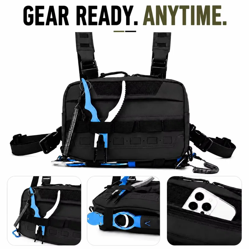Fishing Chest Pack Waist Bag Fishing Lure Bag Tackle Pouch MOLLE Tactical Bag for Hiking Camping Hunting fishing supplies