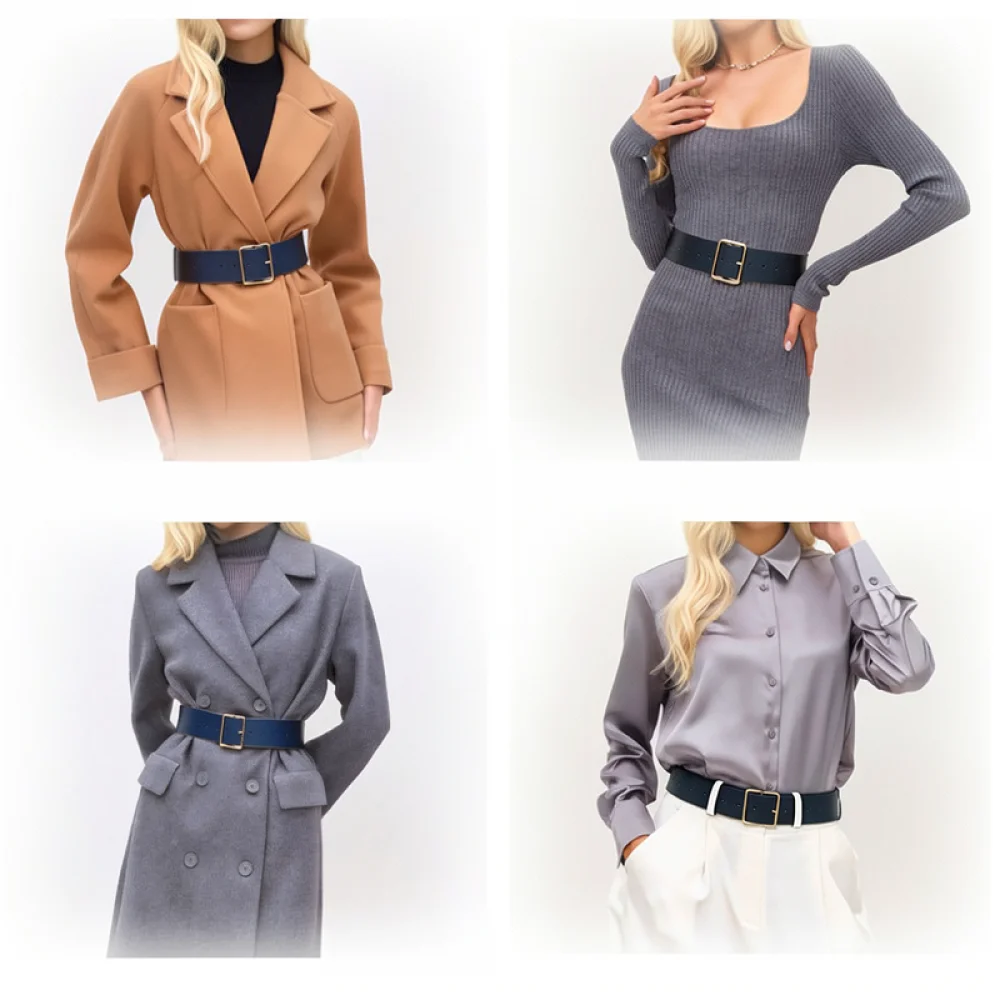 Stylish Wide Waist Belt For Ladies Large Buckle Strap Fashion Decorative Accessory For Dresses Jackets Denim Jeans