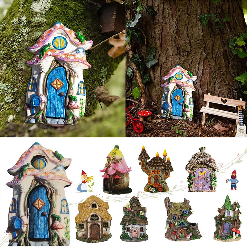 Forest Spirit Elf Wooden Ornament Fairy Tales Statue Window Miniature Sculpture Home Table Art Craft Garden Courtyard Decoration