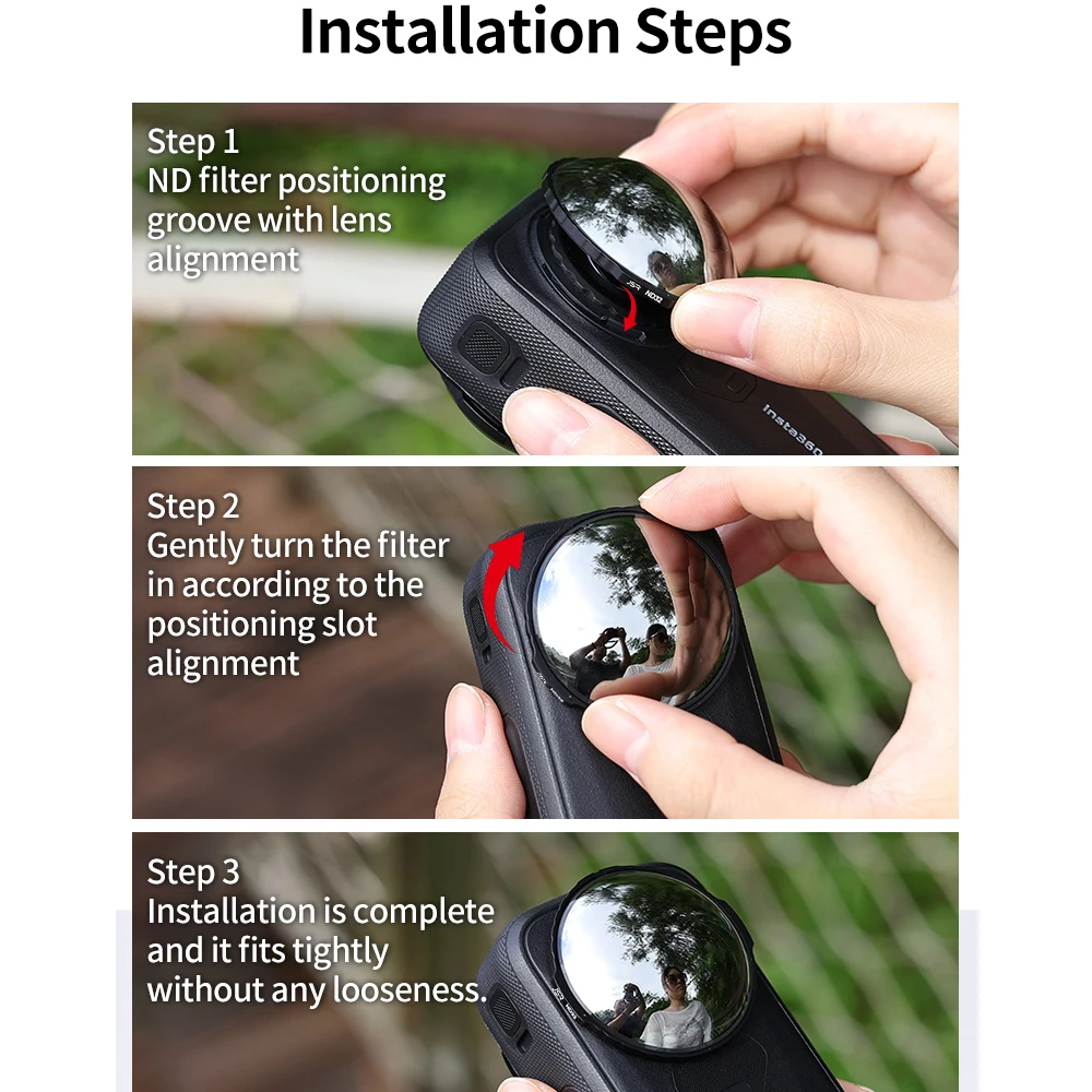 ND Filters for Insta360 X6, ND16 Lens Filter Set, Light Reduction Screw On Auto Detect Multicoated Optical Glass Neutral Density