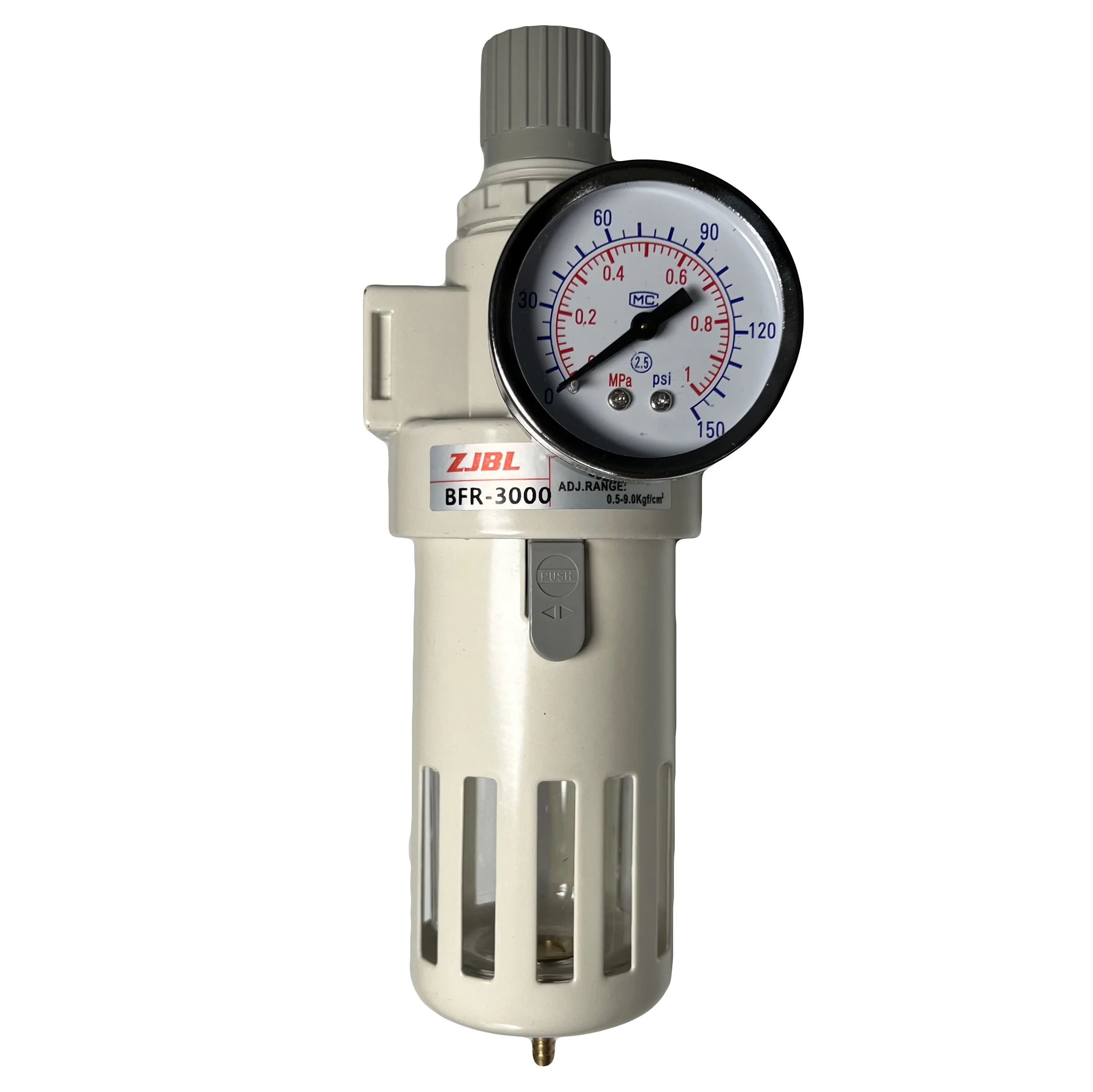 

Пневматический фильтр-регулятор давления Zusen AirTAC серии BFR-2/3/4000 с фитингами, белый, для сжатого воздуха и масла, 1/4", 3/8", 1/2"