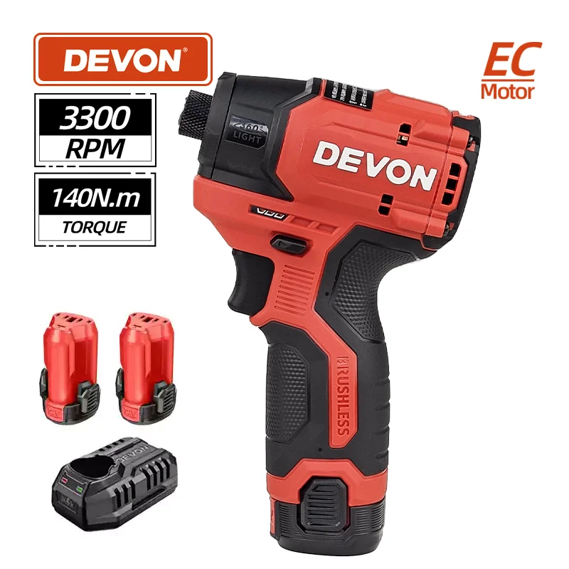 DEVON 5767-Li-12 On-site Construction Multifunctional Brushless Electric Wrench Adjustable Gear Electric Screwdriver