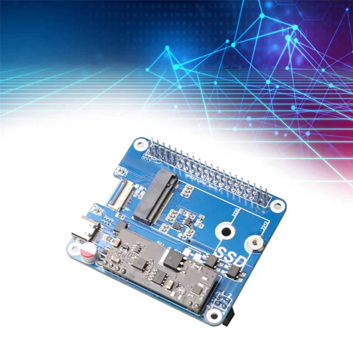 GFR5-MPS2242-POE A + Casing untuk Raspberry Pi 5 PCIE Ke NVME SSD 2242 TOPI