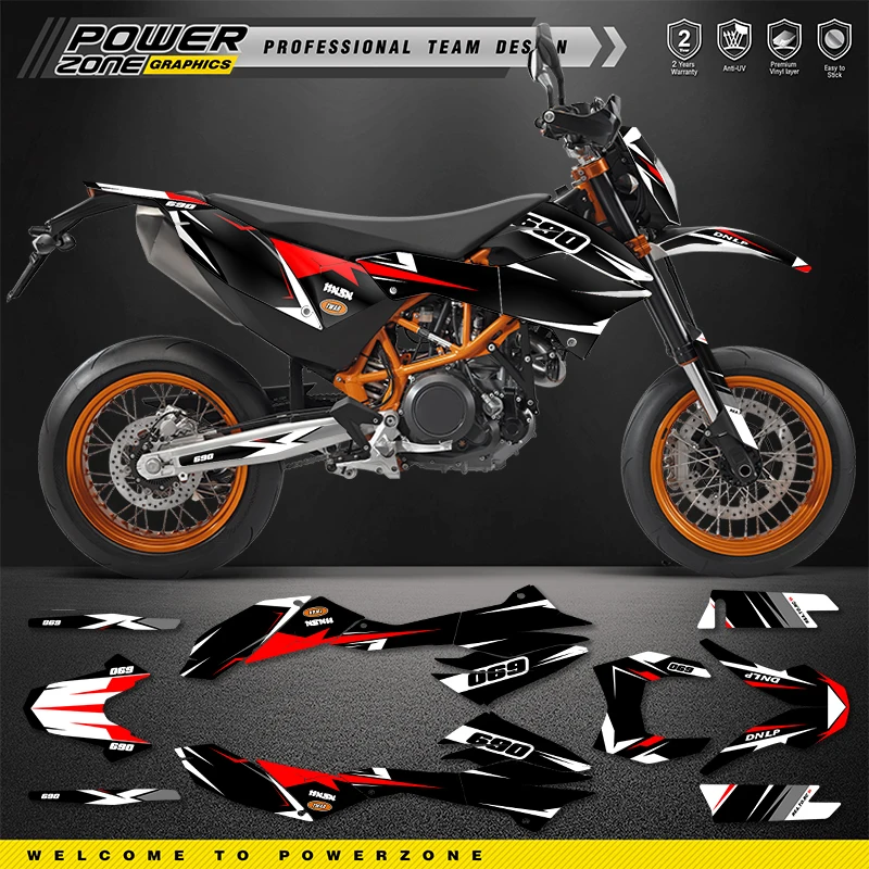 PowerZone Custom Team Graphics Backgrounds Decals for Stickers Kit For KTM 2012-2018 690SMC-R Motorcycle Stickers 011