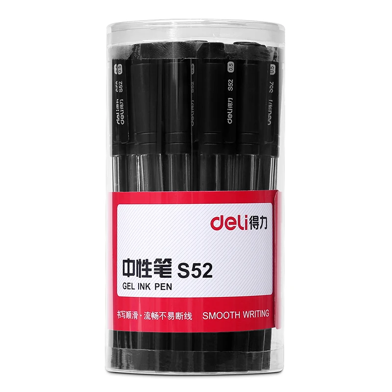 

30 шт. гелевая ручка Barrel S52 0,5 мм, черная шариковая ручка Deli, оптовая продажа, письмо, 400 метров для офисных и школьных принадлежностей