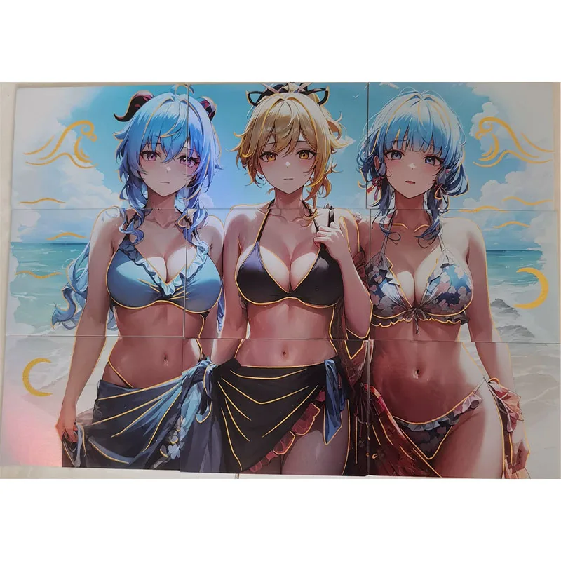 Anime Goddess Story Rare Kawaii Refractive Flash Trifold Card Rem Kanroji Mitsuri Toys for boys Collectible Card Birthday Gift