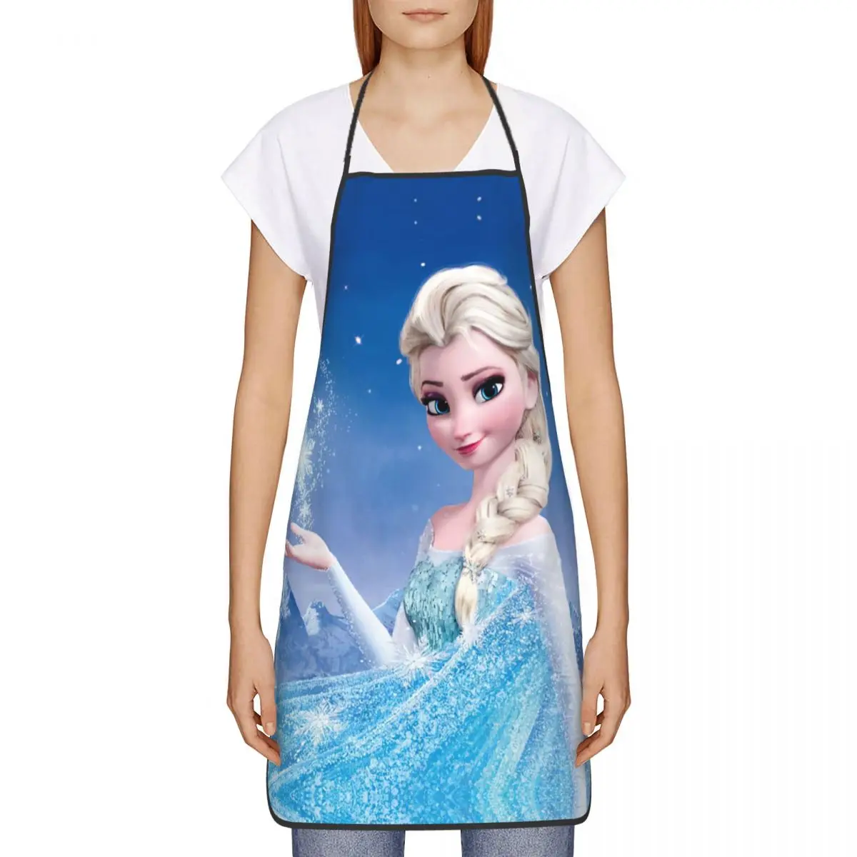 Custom Cartoon Frozen Princess Apron Women Men Unisex Bib Kitchen Cooking Tablier Cuisine Chef Gardening