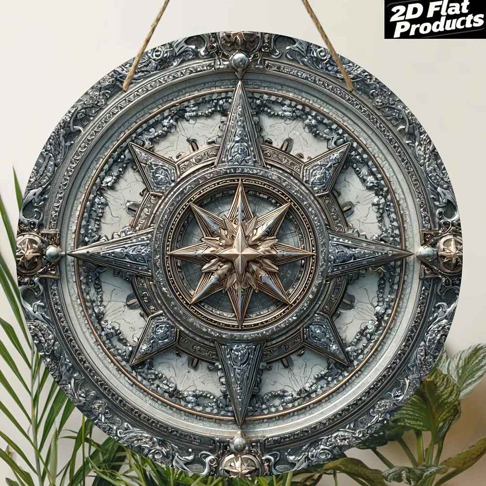 2D Flat, Pendants, Drops & Finials, Round Wooden Board Decorative Painting Sign Plaque, Nautical Theme, Suitable for Bar, Kitche