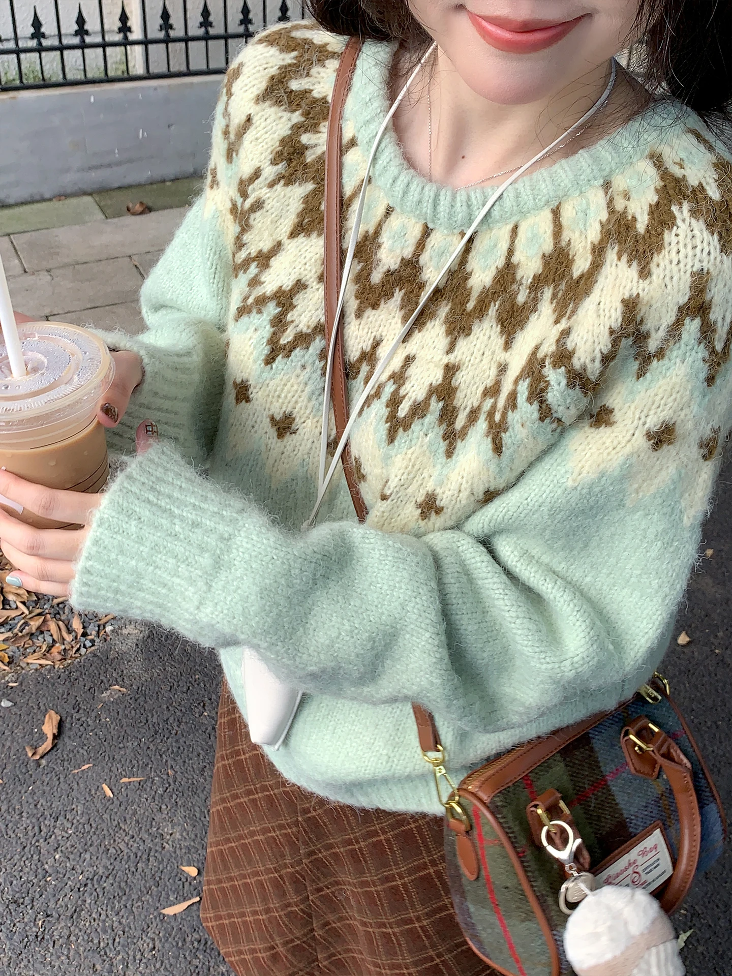 

Вязаный свитер DADASAMA в винтажном стиле с узором «фэр-айл», свободный крой, круглый вырез, осенне-зимний, однотонный