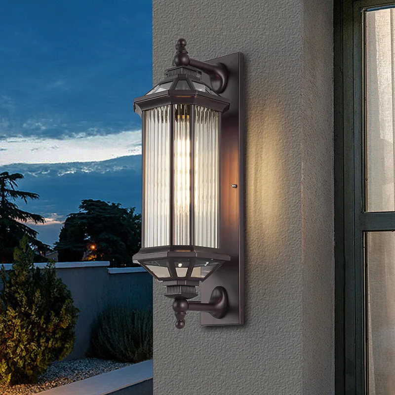 

Outdoor wall light retro solar door post Chinese waterproof garden lamp Outdoor garden villa wall door light