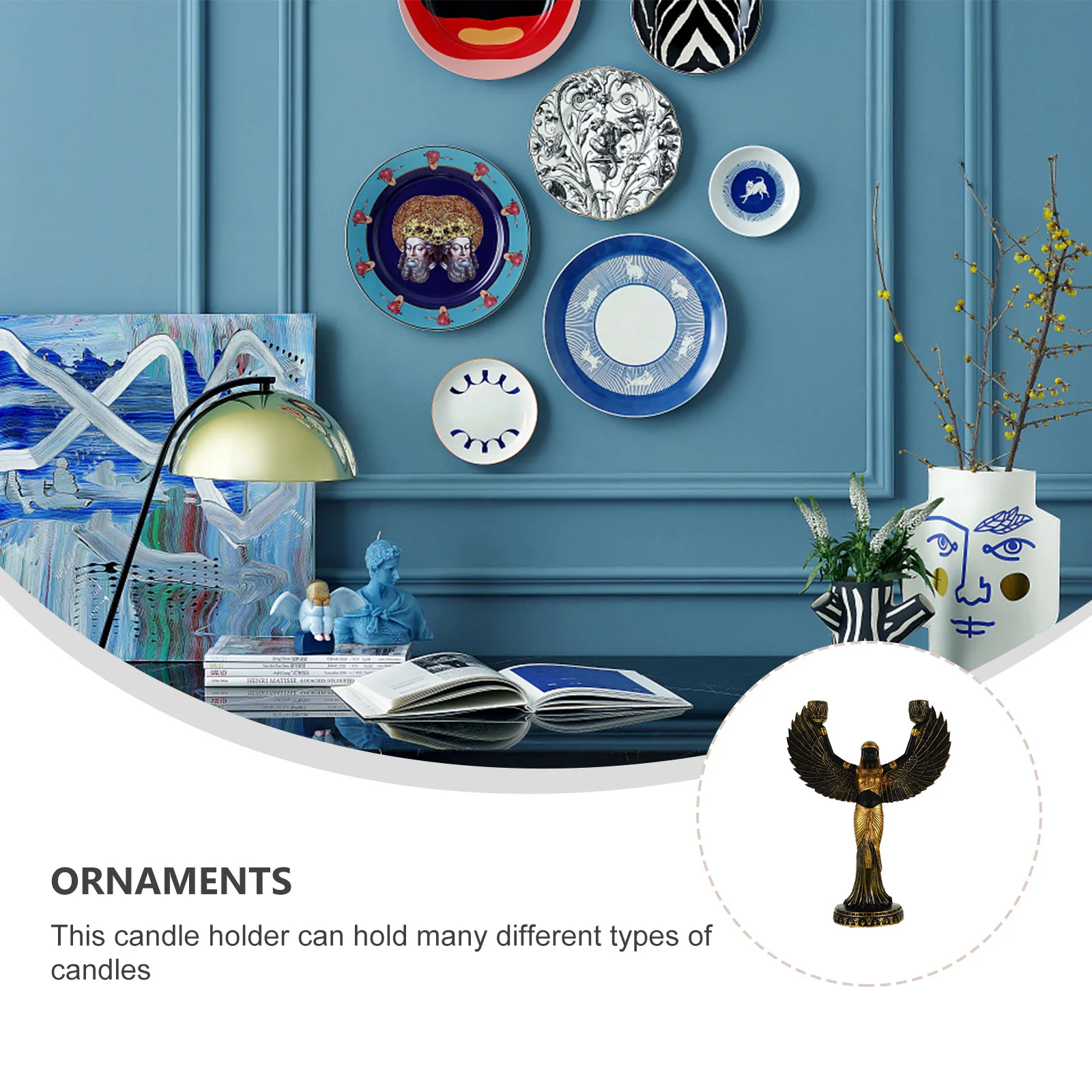 

Ancient Egyptian Theme Resin Holder Retro Style Home Decor Tea Light Stand Decorative Adornment Hotel Candlestick