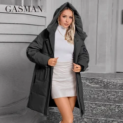 GASMAN 2024 Long Puffer Winter Down Jacket Women Thick Coat Women Hooded Parka Warm Female Brand Cotton Clothes Winter GM-83613