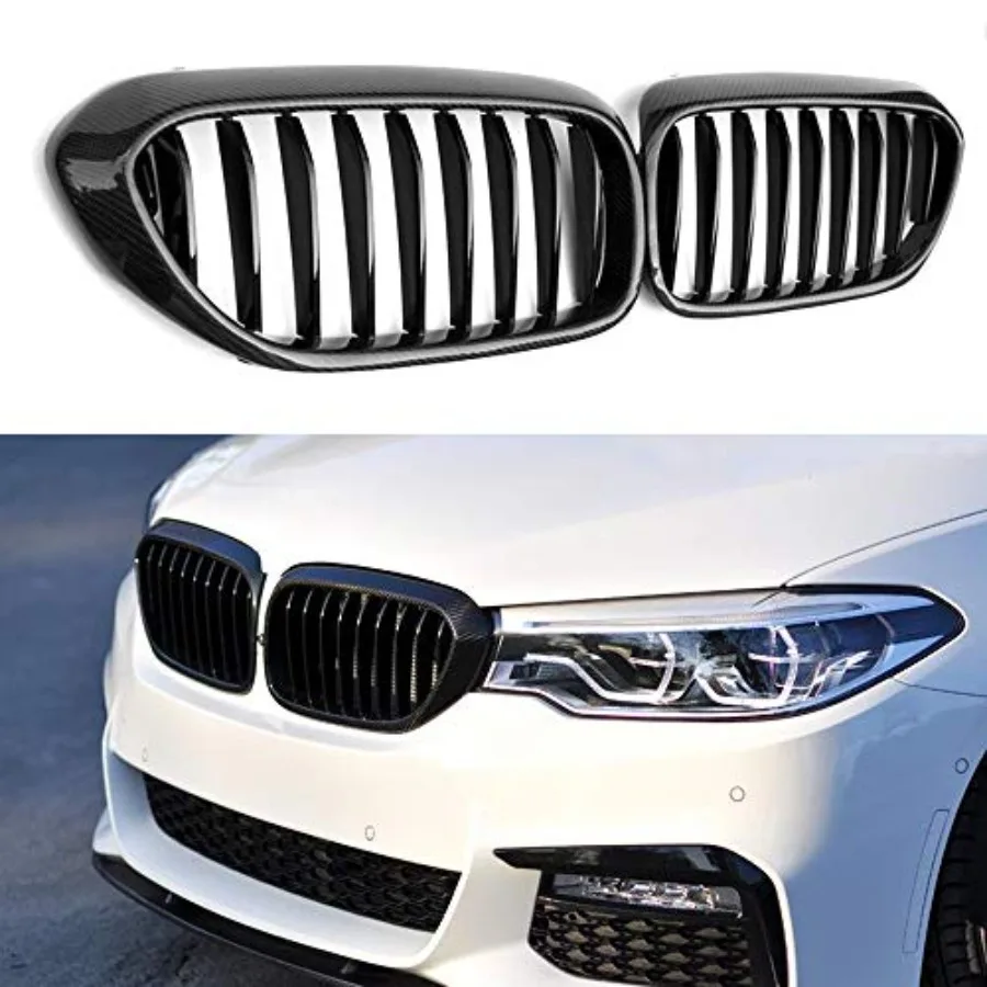 شبكة الكلى البديلة ذات الخط الواحد لسيارات BMW 5 Series G30 G38 20172019 مع لمسة نهائية من ألياف الكربون المحسنة الهوائية #1