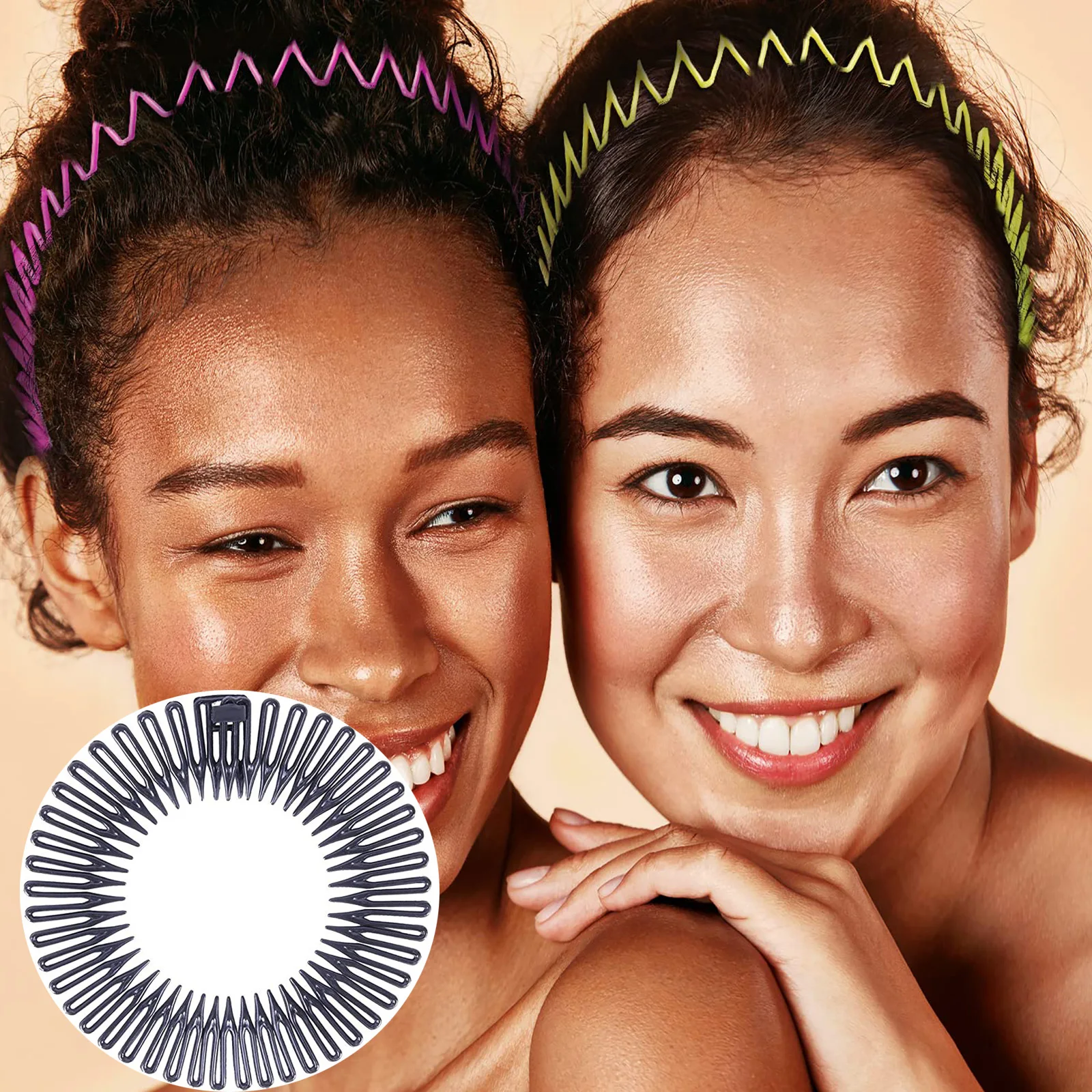 Full Circular Stretch Comb Flexible Plastic Circle Stretch Hair Comb Headband Teeth Hairband for Women Girls Hair Accessories