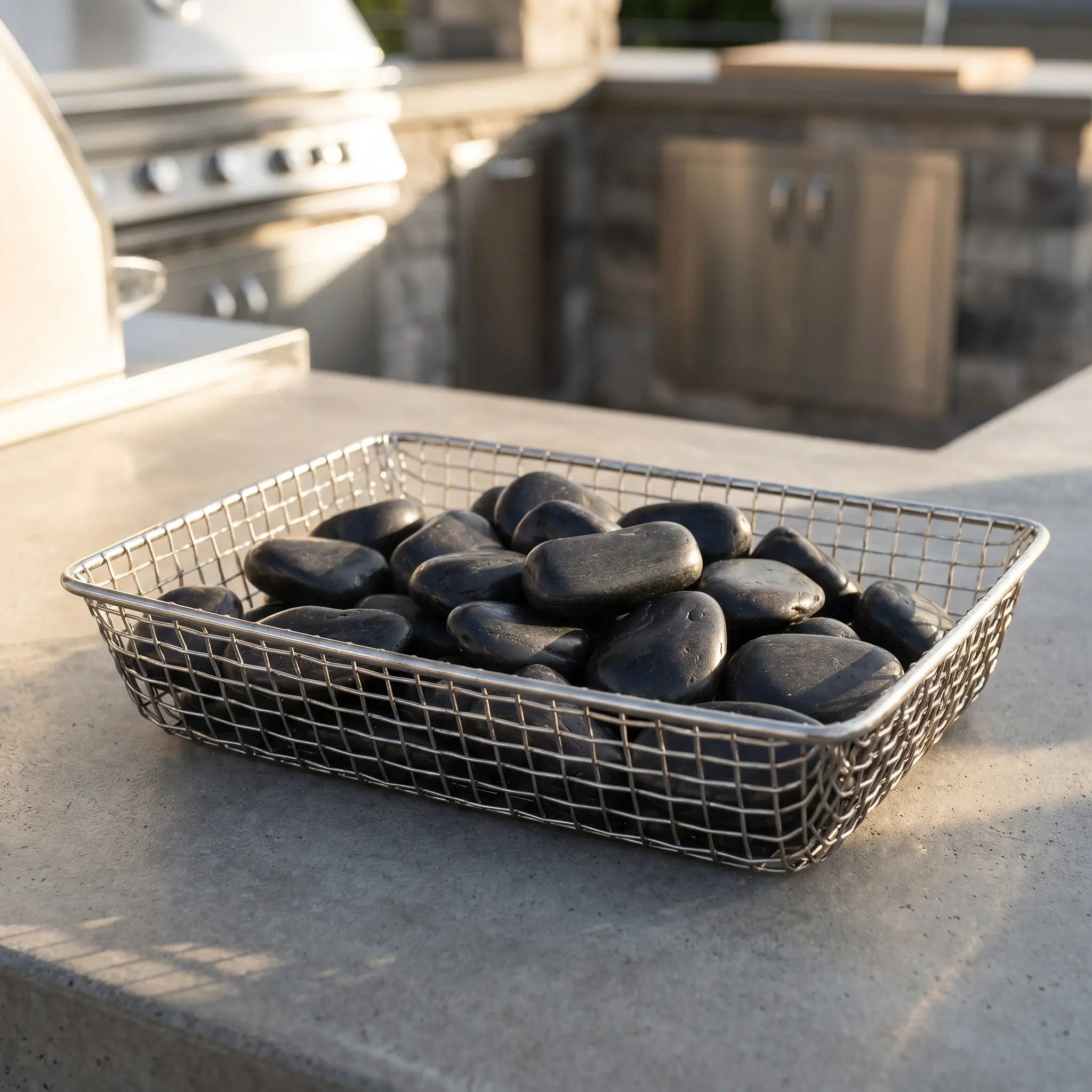 1Set Polished River Pebble Stones Heat Resistant Cooking Stones for Hot Steak Stone Grilling Baking Boiling Soup Table Serving