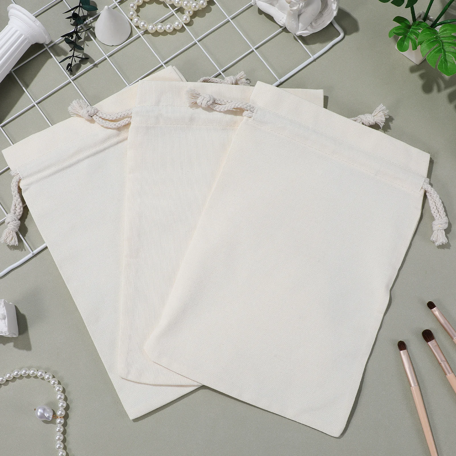 

10pcs Cotton Drawstring Bags Large Muslin Pouch Reusable Storage Craft Gift Bag For Diy Jewelry Card Fabric Pouches