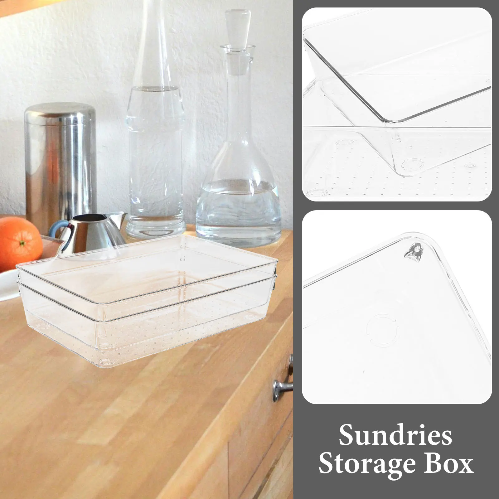 

2Pcs Drawer Storage Organizer Box Versatile Desk Drawer Divider for Cosmetics Utensils Jewelry Office Bedroom Makeup Organizer