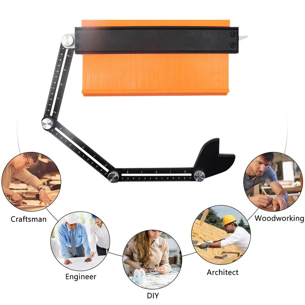 hit productWholesale Woodworking DIY Tool 10  Inch Plastic Contour Gauge with Folding Angle Ruler