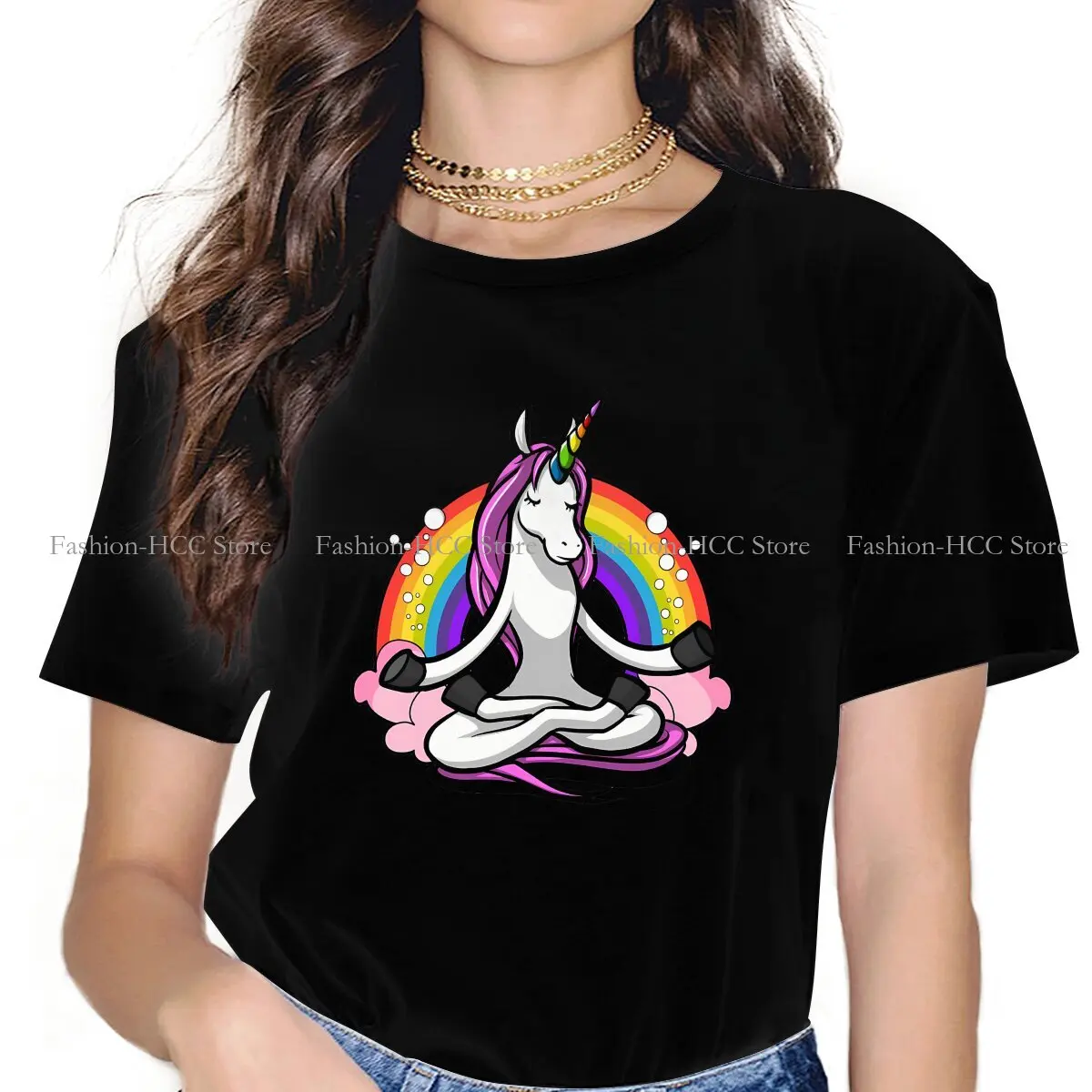 Zen Yoga Classic Graphic TShirt in poliestere Unicorn Cute Creative Tops maglietta Casual T-Shirt da donna