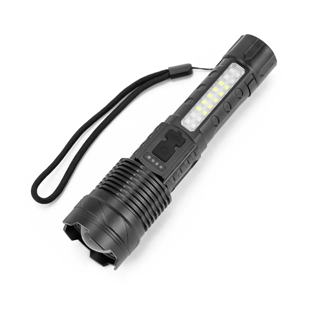 Outdoor Ultra-Bright & Long-Range Telescopic Zoom LED Flashlight Multifunctional with Strong Light Warning Aluminum Alloy Body