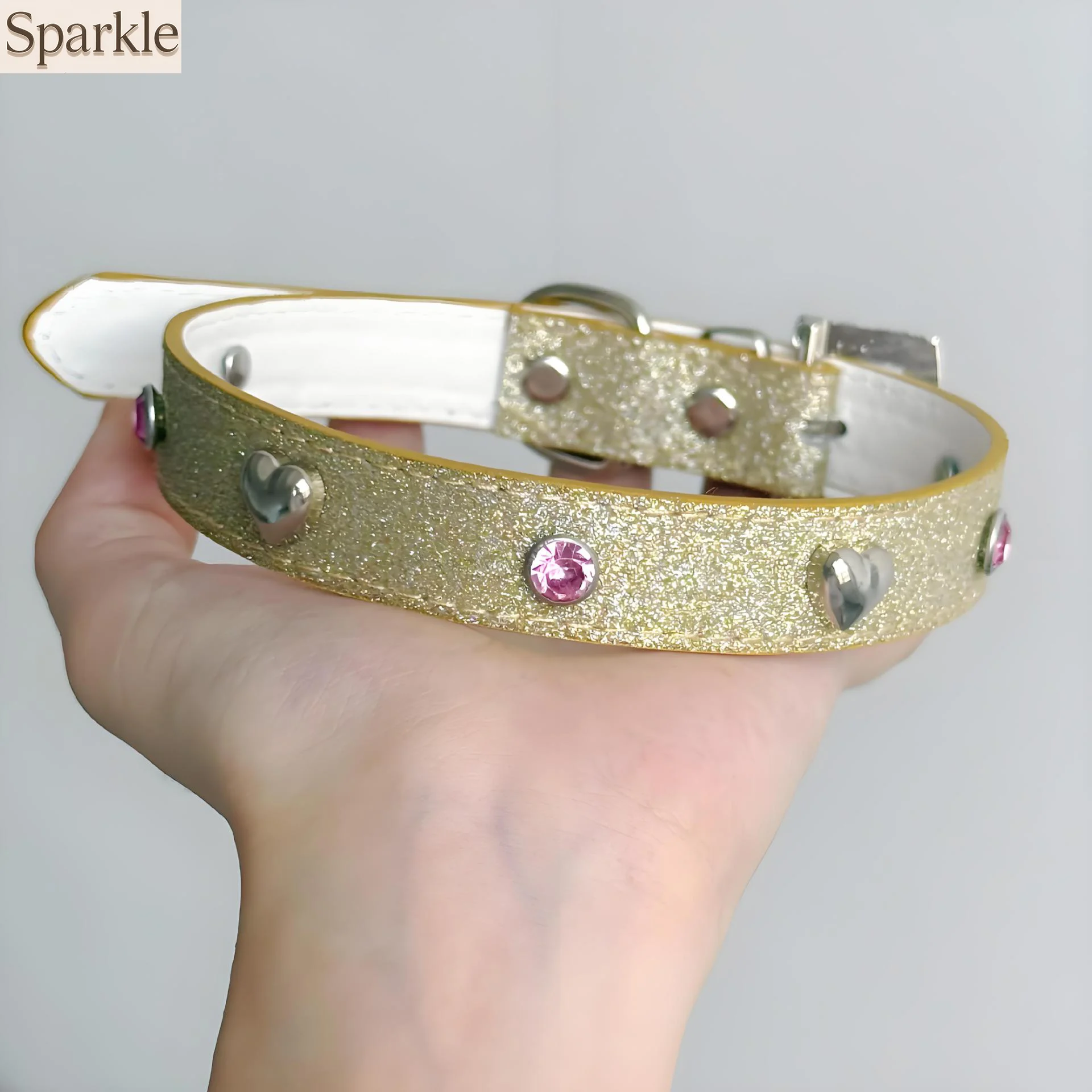 

Y2K Vintage Punk Heart Crystal Studded Glitter Gold Leather Choker Retro Gothic Collar Clavicle Chain Charm Necklace for Women